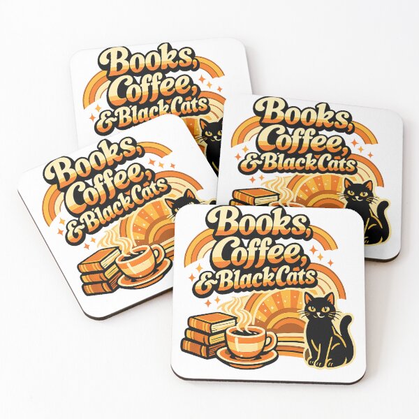 Item preview, Books Coffee and Black Cats Cozy Retro Cat Lover designed and sold by Salwastore.
