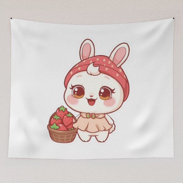 Item preview, Cute Strawberry Bunny Kawaii Sticker | Adorable Rabbit with Strawberries designed and sold by Stylestickers55.