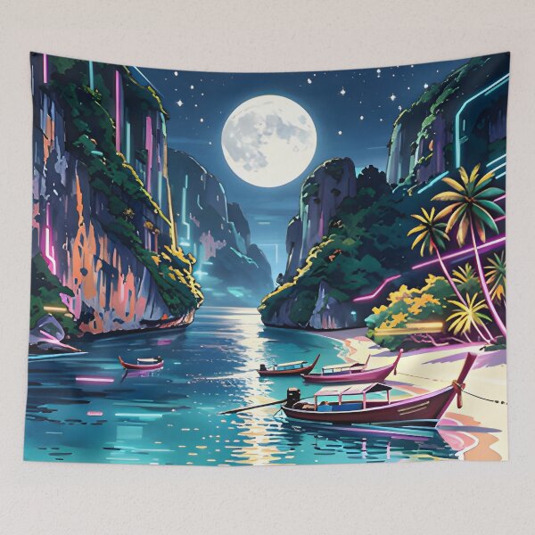 Item preview, Maya Bay Thailand Vintage Travel Poster Tropical Beach Wall Art designed and sold by Spirit of Siam.