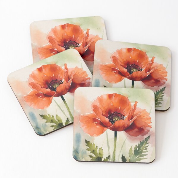 Item preview, Watercolor Red Poppy Botanical Illustration - Wildflower Floral Art designed and sold by Darlin8888.
