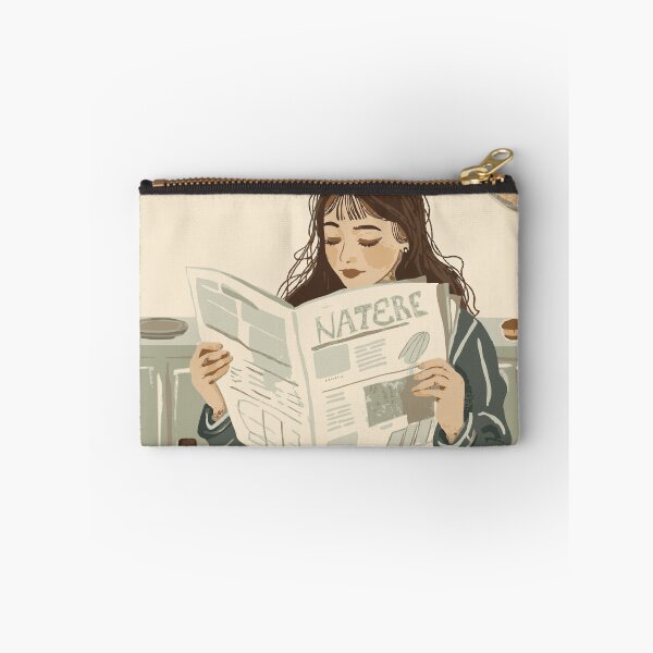 Item preview, Cozy Morning Routine Girl Reading Newspaper Illustration designed and sold by Vermeli.