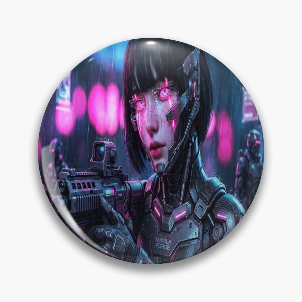 Item preview, Cyberpunk Girl with Headphones Neon Art designed and sold by Mavila Forge.