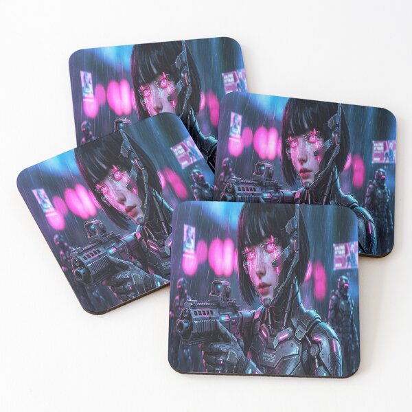 Item preview, Cyberpunk Girl with Headphones Neon Art designed and sold by Mavila Forge.