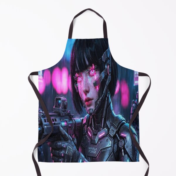 Item preview, Cyberpunk Girl with Headphones Neon Art designed and sold by Mavila Forge.