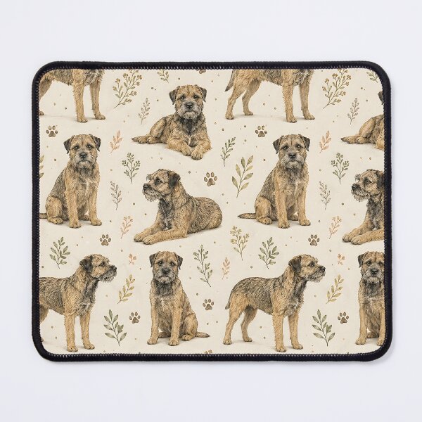 Item preview, Border Terrier Botanical Seamless Pattern | Rustic Dog Lover Design designed and sold by blankTeeShirt.