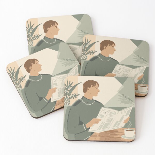 Item preview, Cozy Morning Coffee Man Reading Newspaper Illustration designed and sold by Vermeli.
