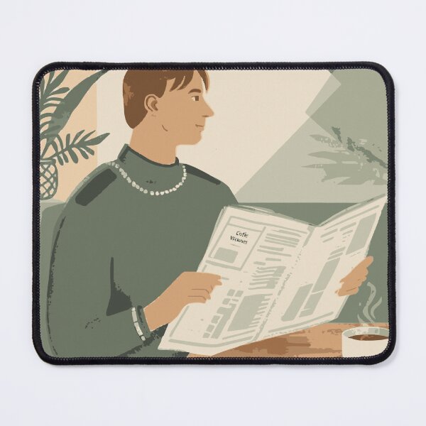 Item preview, Cozy Morning Coffee Man Reading Newspaper Illustration designed and sold by Vermeli.