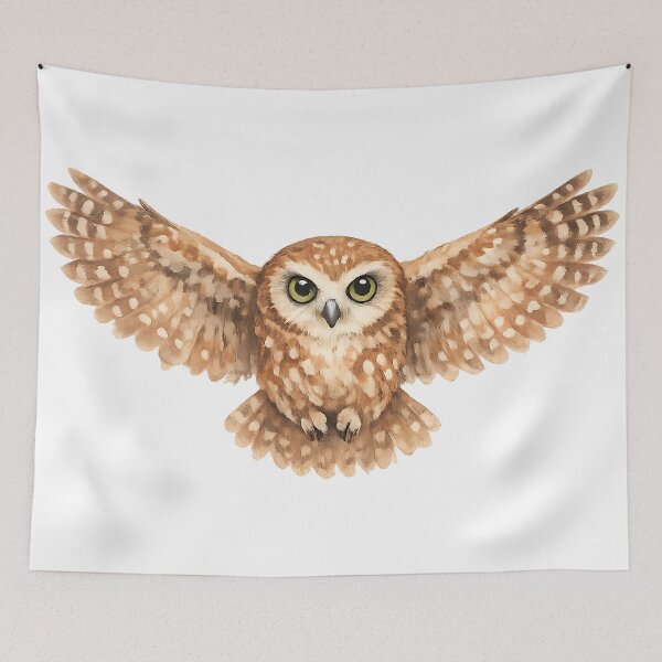 Item preview, Boobook Owl in Flight Watercolour designed and sold by Jaruart.
