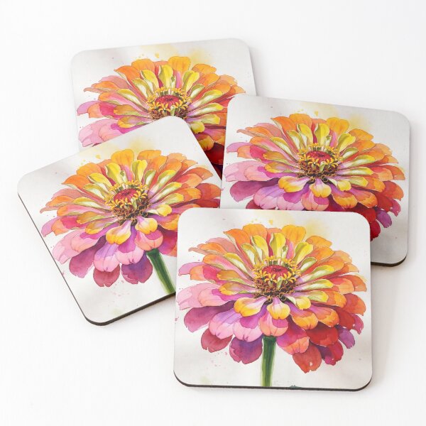 Item preview, Watercolor Zinnia Botanical Illustration - Colorful Floral Art designed and sold by Darlin8888.