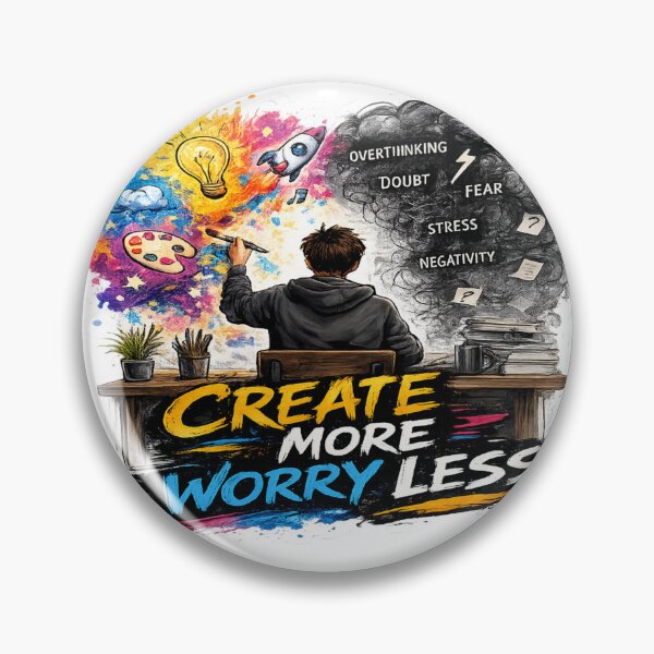 Item preview, Create More Worry Less – Creative Mindset Sticker designed and sold by Genzfirevibes.