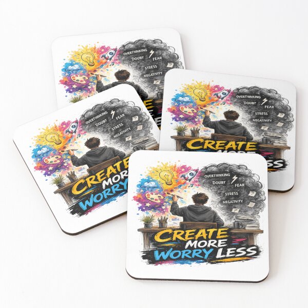 Item preview, Create More Worry Less – Creative Mindset Sticker designed and sold by Genzfirevibes.
