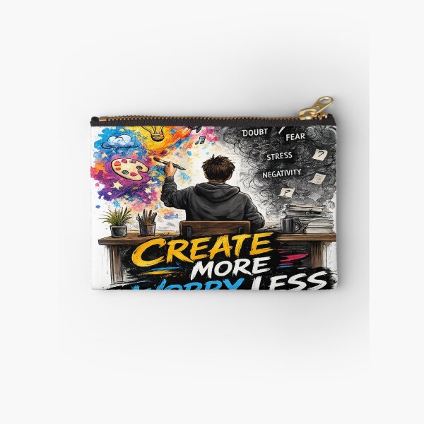 Item preview, Create More Worry Less – Creative Mindset Sticker designed and sold by Genzfirevibes.