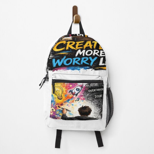 Item preview, Create More Worry Less – Creative Mindset Sticker designed and sold by Genzfirevibes.