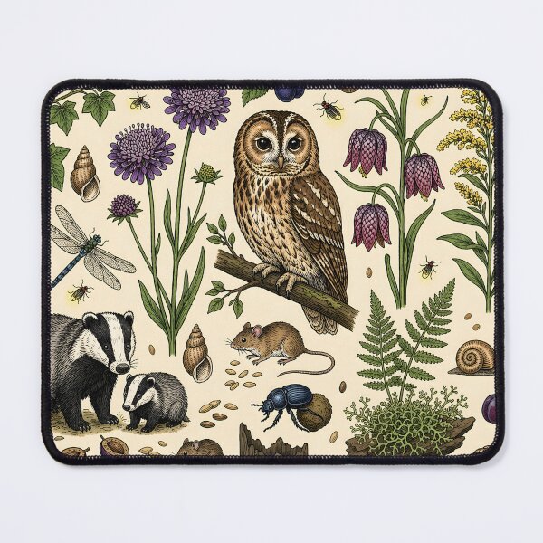 Item preview, Woodland Wildlife & Wildflowers Vintage Nature Illustration designed and sold by blankTeeShirt.