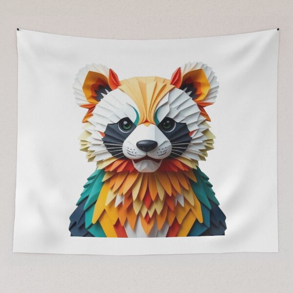 Item preview, Colorful Layered Papercraft Red Panda Portrait | Vibrant Paper Cut Animal Art designed and sold by The D Edition.