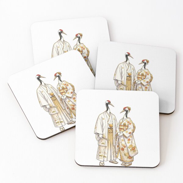 Item preview, Elegant Japanese Cranes Wedding - Traditional Kimono Couple Art designed and sold by TaiwanMemory.