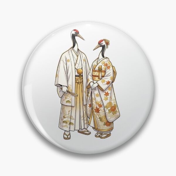 Item preview, Elegant Japanese Cranes Wedding - Traditional Kimono Couple Art designed and sold by TaiwanMemory.