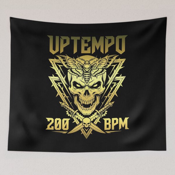 Item preview, Uptempo 200 BPM Hardcore Techno Skull Gold designed and sold by SPAZE-Typo.