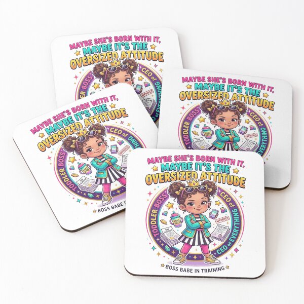 Item preview, Maybe She’s Born With It, Maybe It’s the Oversized Attitude – Funny Toddler Boss Girl Retro Graphic T-Shirt Design | Printable PNG for POD designed and sold by Sushikidsntod.