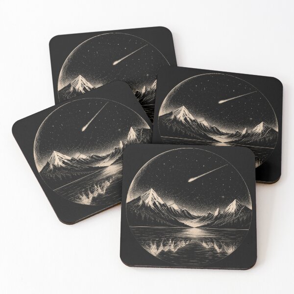 Item preview, Starry Night Over Mountain Lake Illustration designed and sold by Novalovestudio.