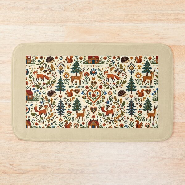 Item preview, Scandinavian Woodland Folk Art Pattern with Foxes, Deer & Forest Animals designed and sold by blankTeeShirt.