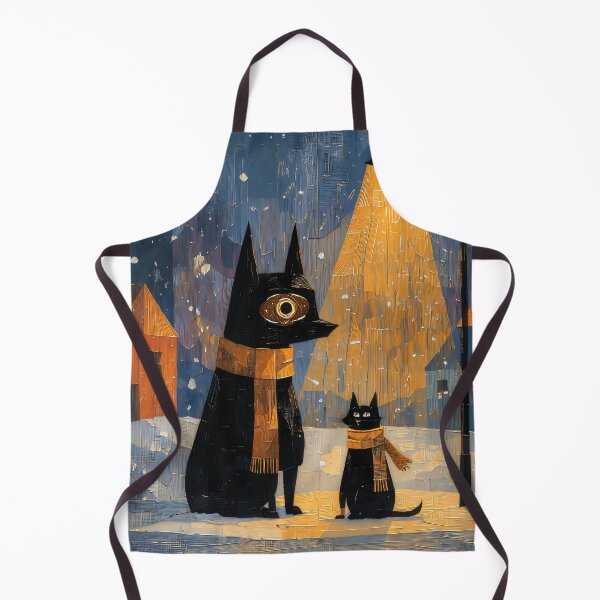 Item preview, Big Dog Little Cat Winter Art Print | Snowy Street Lamp Painting | Cozy Scarf Wall Art designed and sold by ThingsCatsDo.