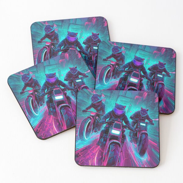 Item preview, Cyberpunk Neon Cat Biker Squad designed and sold by Luna's World - Moody Vibes Studio.