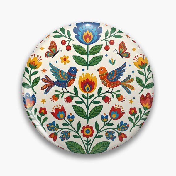 Item preview, Scandinavian Folk Floral & Birds Pattern – Colorful Nordic Folk Art Design designed and sold by blankTeeShirt.