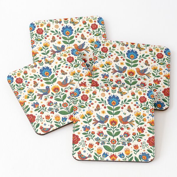 Item preview, Scandinavian Folk Floral & Birds Pattern – Colorful Nordic Folk Art Design designed and sold by blankTeeShirt.