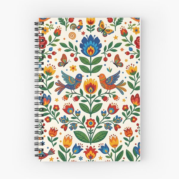 Artikelvorschau, Skandinavisches Volksblumen- und Vogelmuster – Farbenfrohes nordisches Volkskunstdesign entworfen und verkauft von blankTeeShirt.