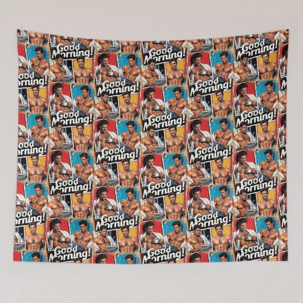 Item preview, Good Morning Retro Hunk Collage Poster designed and sold by ZhivanCrimson.