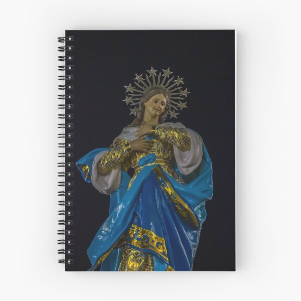 Item preview, Our Lady Statue in Blue and Gold With Star Halo — Religious Madonna Sculpture at Night designed and sold by Nmallia.