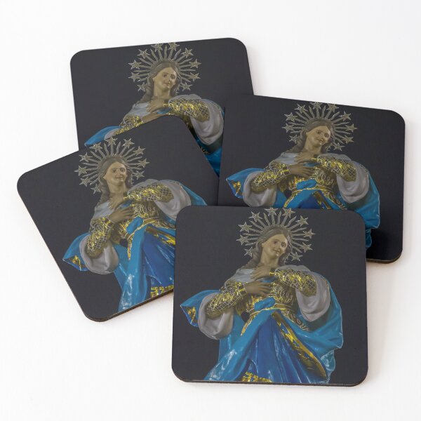 Item preview, Our Lady Statue in Blue and Gold With Star Halo — Religious Madonna Sculpture at Night designed and sold by Nmallia.