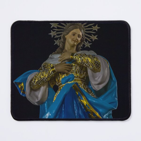 Item preview, Our Lady Statue in Blue and Gold With Star Halo — Religious Madonna Sculpture at Night designed and sold by Nmallia.