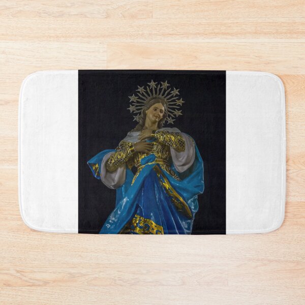 Item preview, Our Lady Statue in Blue and Gold With Star Halo — Religious Madonna Sculpture at Night designed and sold by Nmallia.