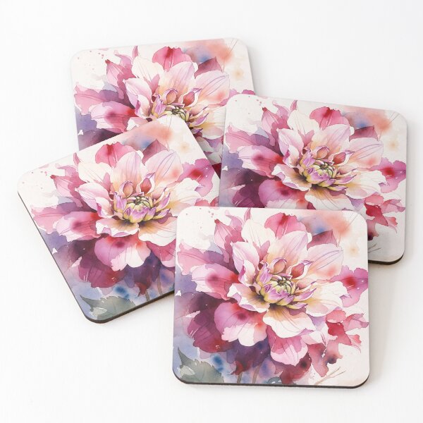 Item preview, Watercolor Pink Dahlia Botanical Illustration - Cottagecore Garden Flower Print designed and sold by Darlin8888.