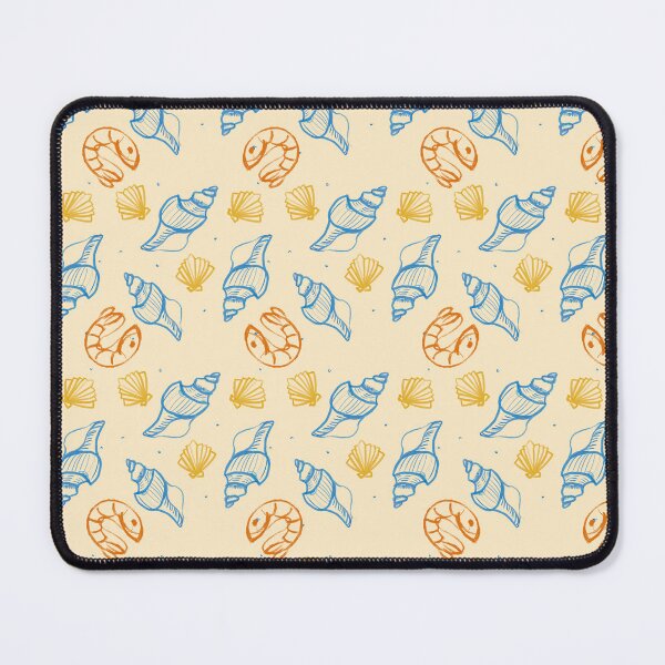 Item preview, Coastal Seashell & Shrimp Pattern | Cute Beach Nautical Illustration in Blue and Orange designed and sold by Yevheniia Larina.