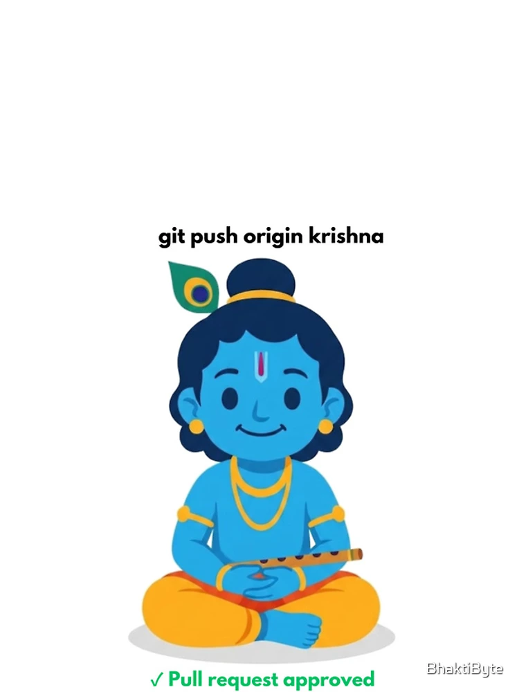 Thumbnail 4 of 4, iPhone Case, git push origin krishna | Git Developer Sticker | Tech Humor designed and sold by BhaktiByte.