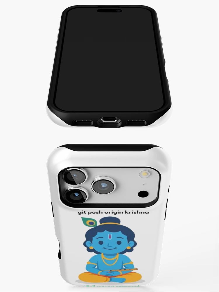 Thumbnail 3 of 4, iPhone Case, git push origin krishna | Git Developer Sticker | Tech Humor designed and sold by BhaktiByte.