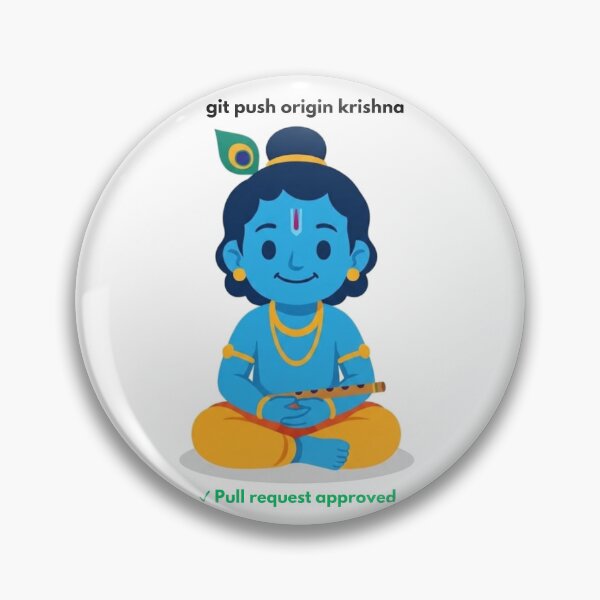 Item preview, git push origin krishna | Git Developer Sticker | Tech Humor designed and sold by BhaktiByte.