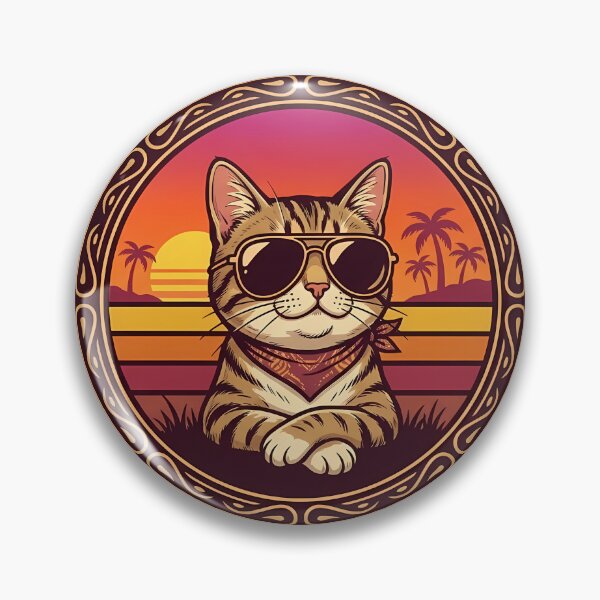 Item preview, Cool Retro Synthwave Cat in Sunglasses Sunset designed and sold by Lu7u.