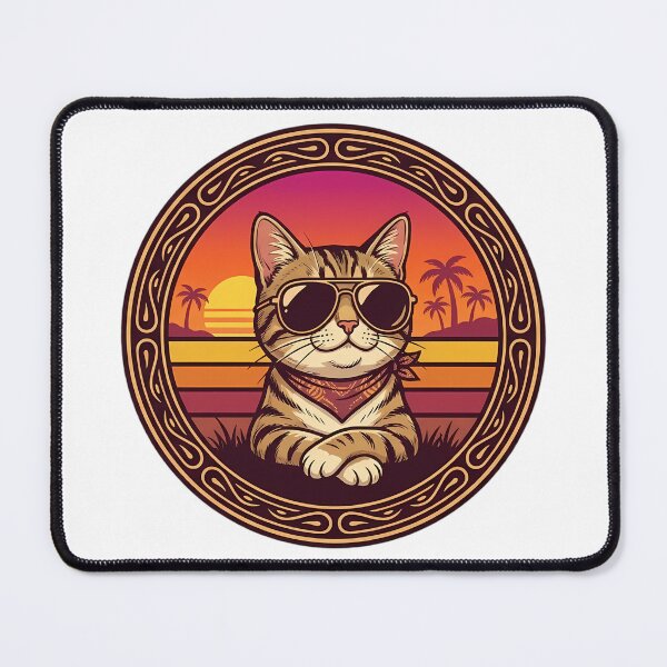 Item preview, Cool Retro Synthwave Cat in Sunglasses Sunset designed and sold by Lu7u.