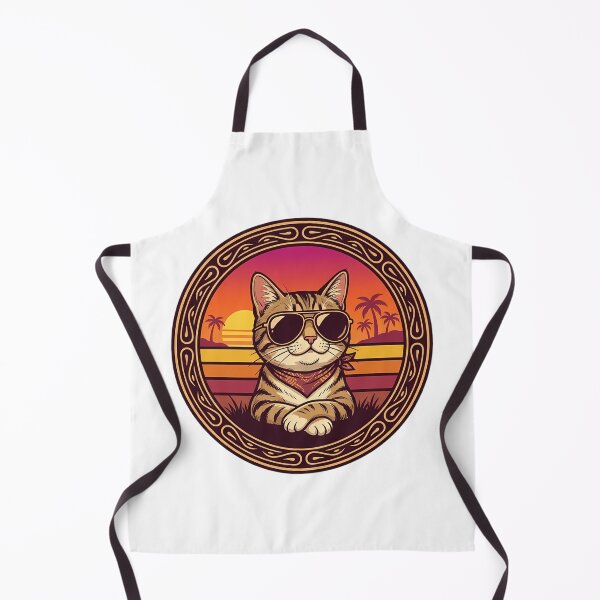 Item preview, Cool Retro Synthwave Cat in Sunglasses Sunset designed and sold by Lu7u.