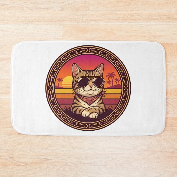 Item preview, Cool Retro Synthwave Cat in Sunglasses Sunset designed and sold by Lu7u.