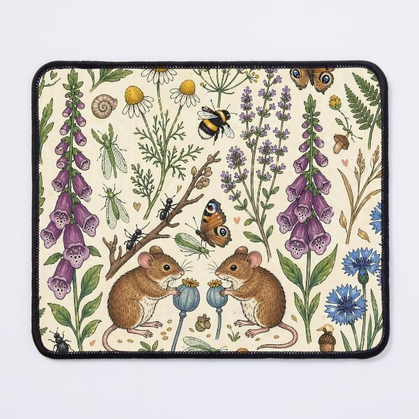 Item preview, Woodland Wildflowers & Forest Mice Botanical Cottagecore Pattern designed and sold by blankTeeShirt.