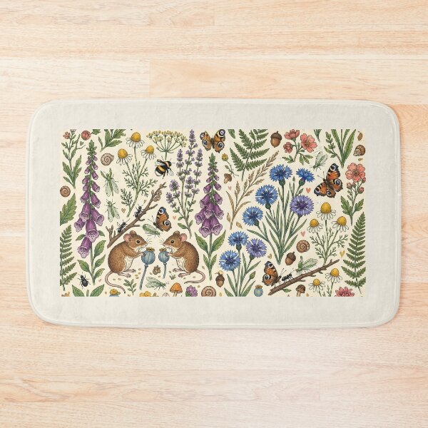 Item preview, Woodland Wildflowers & Forest Mice Botanical Cottagecore Pattern designed and sold by blankTeeShirt.
