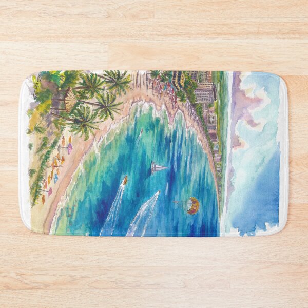 Item preview, Cancun Beach Watercolor – Mexico Boats and Turquoise Sea, Caribbean Coastal Art Print, Travel Gift designed and sold by artshop77.