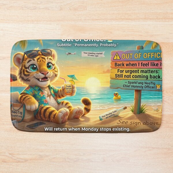Item preview, Funny Out of Office Tiger Mug Gift for Husband Beach Vacation Humor NeoTigLuna designed and sold by NeoTigLuna.