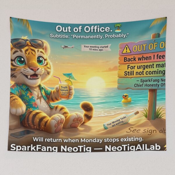 Item preview, Funny Out of Office Tiger Mug Gift for Husband Beach Vacation Humor NeoTigLuna designed and sold by NeoTigLuna.