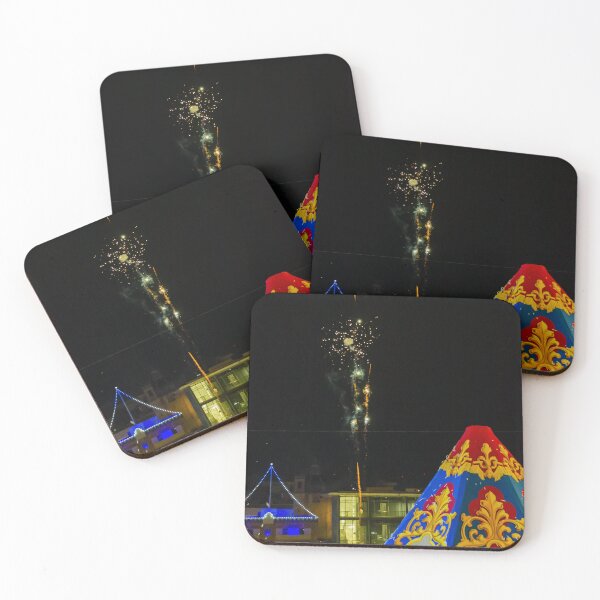 Item preview, Colorful Carnival Tent and Fireworks Display Over City Night Festival Celebration designed and sold by Nmallia.